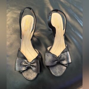 Kate Spade Shiny Black Bow Heels